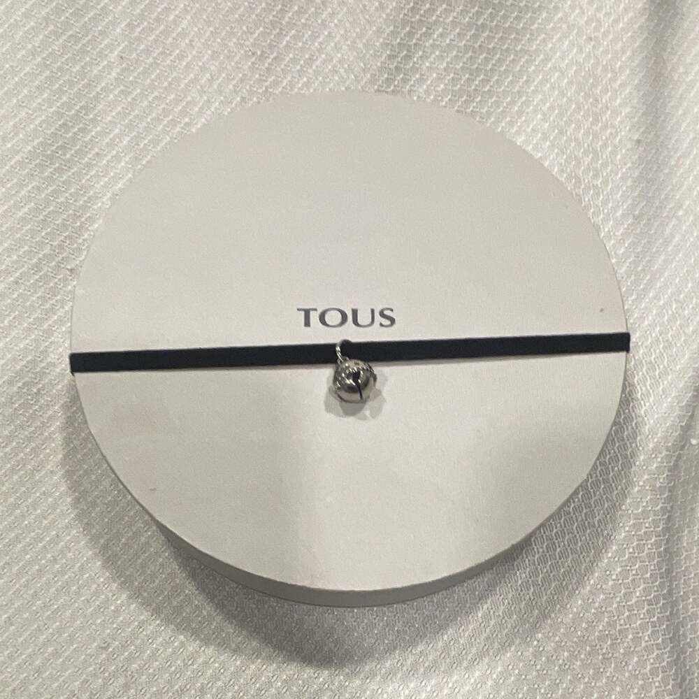 TOUS Jewelry Gift Box Round 6” Black White Ribbon Bear Charm Empty Storage